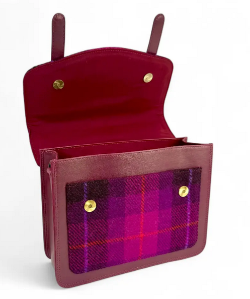 Purple Check Ladies Messenger Bag