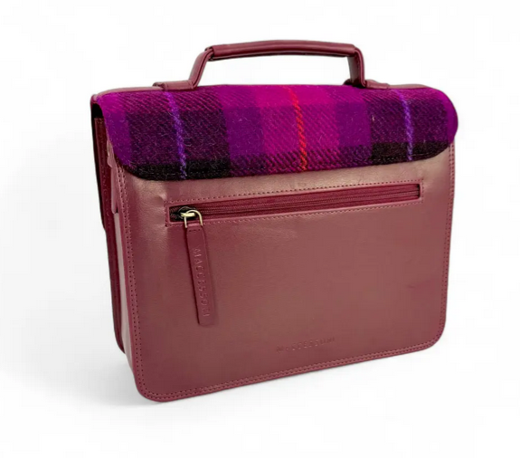 Purple Check Ladies Messenger Bag