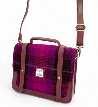 Purple Check Ladies Messenger Bag