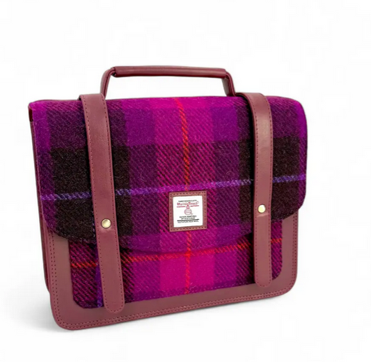 Purple Check Ladies Messenger Bag