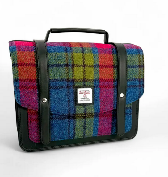 Blue Pink Check Ladies Messenger Bag