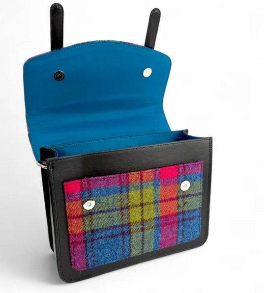 Blue Pink Check Ladies Messenger Bag