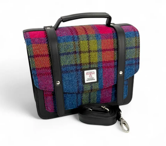 Blue Pink Check Ladies Messenger Bag