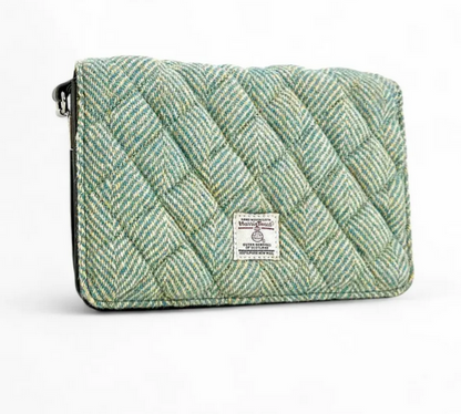 Turquoise Herringbone Quilt Shoulder Bag
