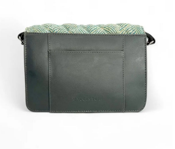 Turquoise Herringbone Quilt Shoulder Bag