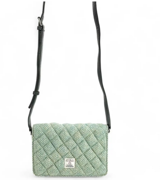 Turquoise Herringbone Quilt Shoulder Bag