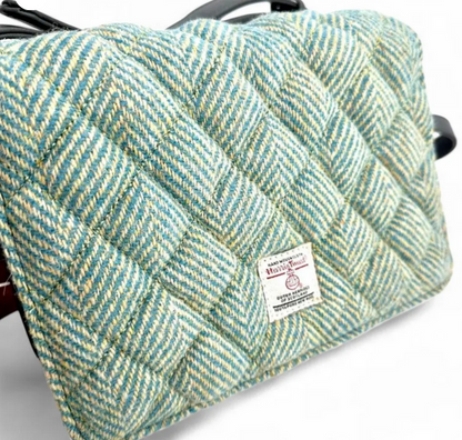 Turquoise Herringbone Quilt Shoulder Bag