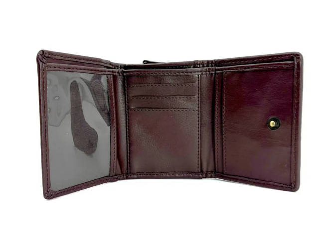 Blue Brown Check Trifold Purse