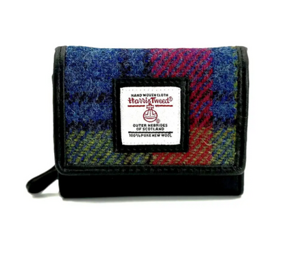 Blue Pink Check Trifold Purse