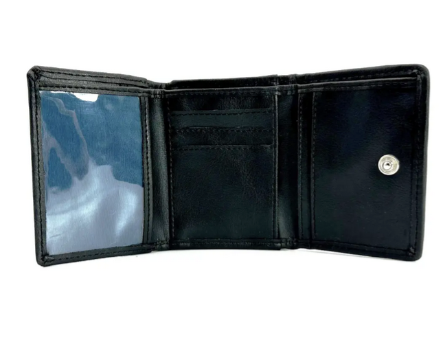 Blue Pink Check Trifold Purse