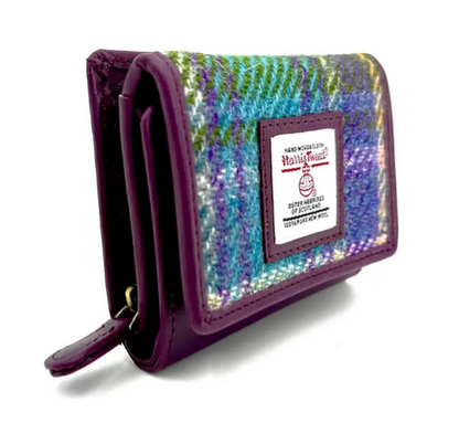 Green Purple Plaid Trifold Purse