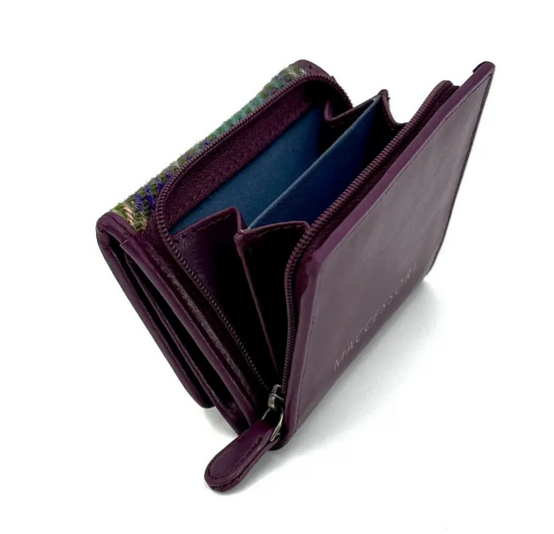 Green Purple Plaid Trifold Purse
