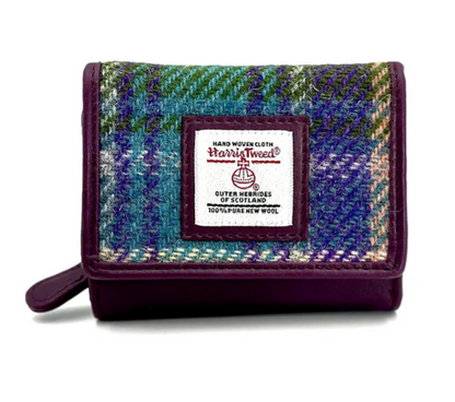 Green Purple Plaid Trifold Purse