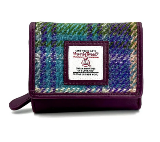 Green Purple Plaid Trifold Purse