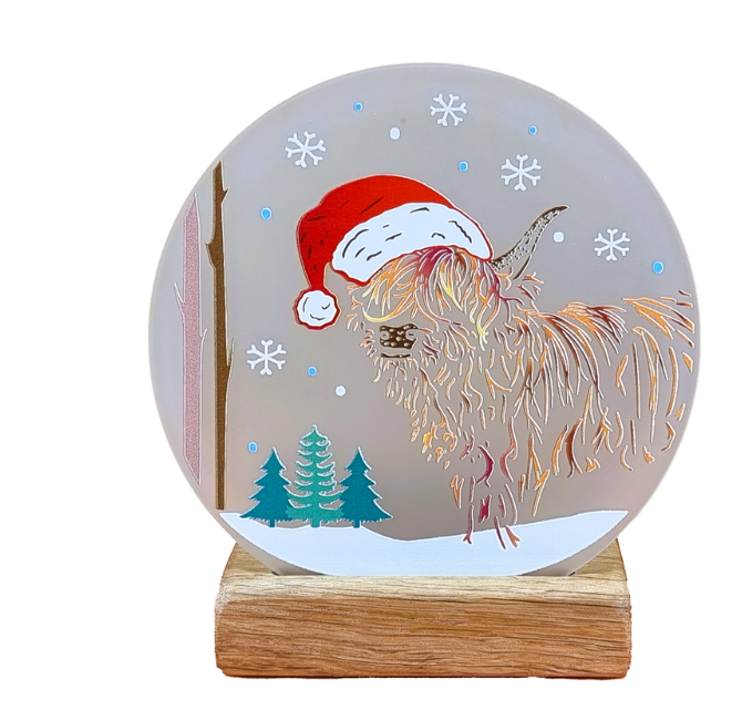 Highland Cow Round Candle Holder