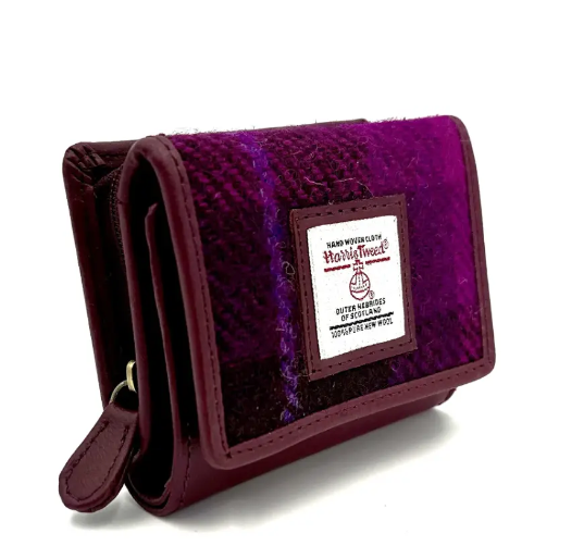 Purple Check Trifold Purse