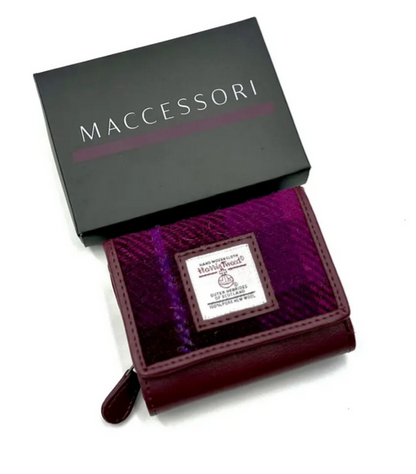 Purple Check Trifold Purse