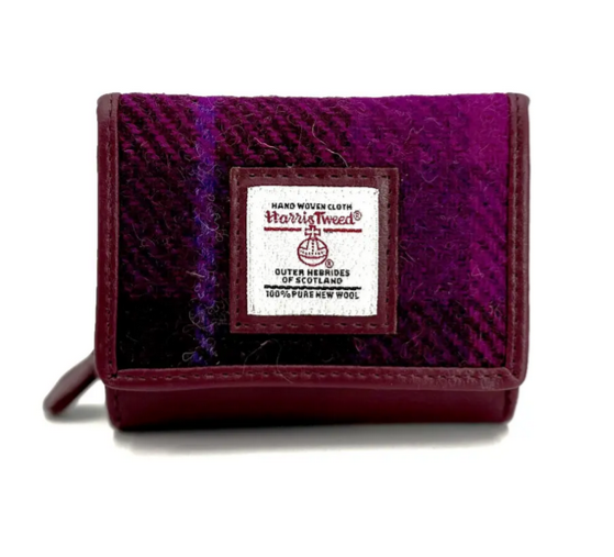 Purple Check Trifold Purse