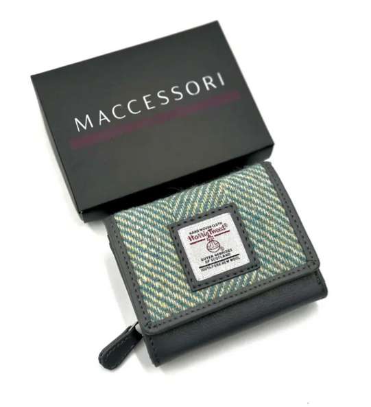 Turquoise Herringbone Trifold Purse