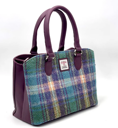 Green Purple Plaid Top Handle Bag