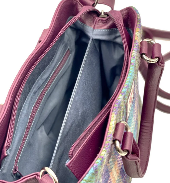 Green Purple Plaid Top Handle Bag