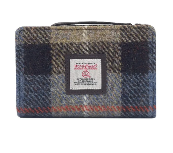 Blue Brown Check Medium Zip Purse