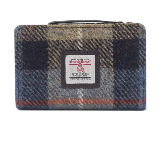 Blue Brown Check Medium Zip Purse