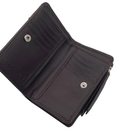 Blue Brown Check Medium Zip Purse