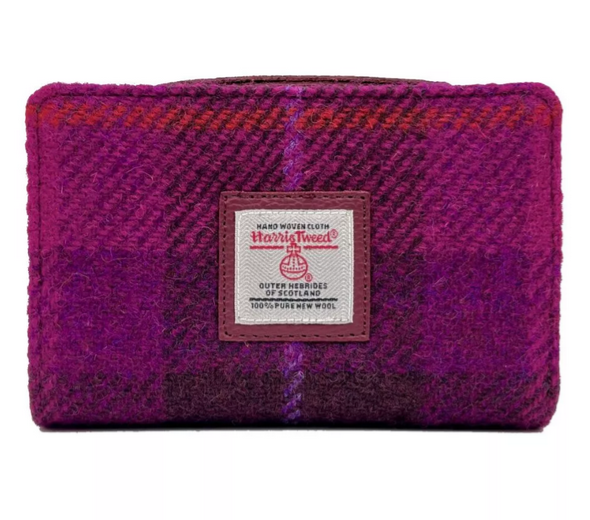 Purple Check Medium Zip Purse