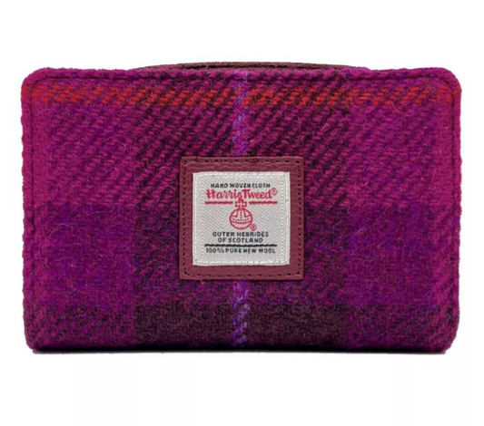 Purple Check Medium Zip Purse