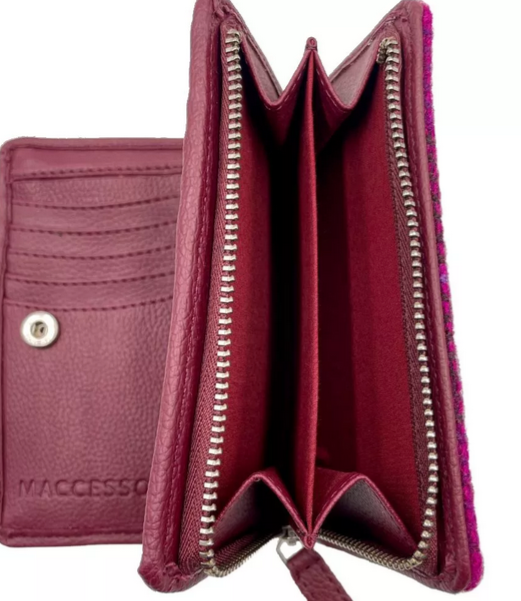 Purple Check Medium Zip Purse