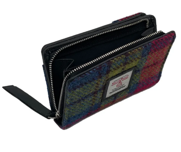 Blue Pink Check Medium Zip Purse