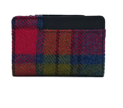 Blue Pink Check Medium Zip Purse