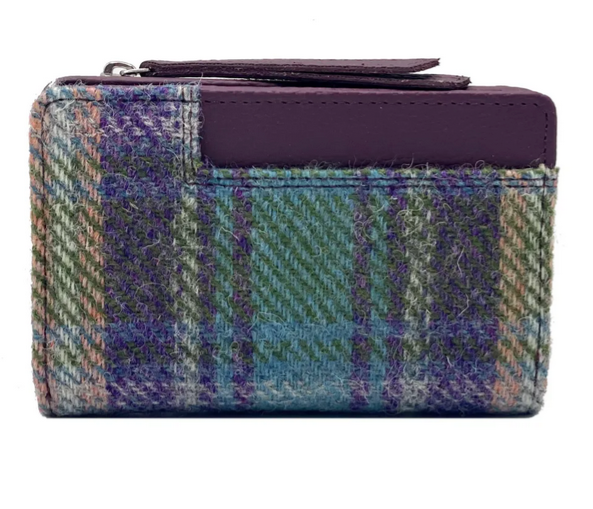 Green Purple Plaid Medium Zip Purse