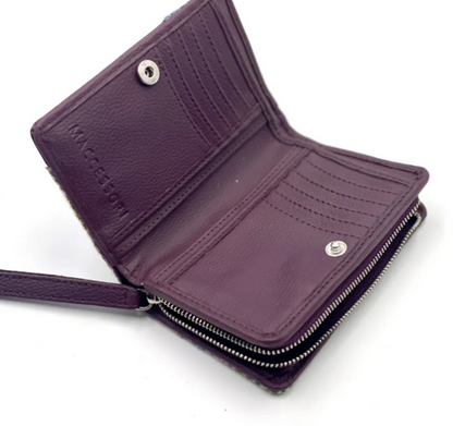 Green Purple Plaid Medium Zip Purse