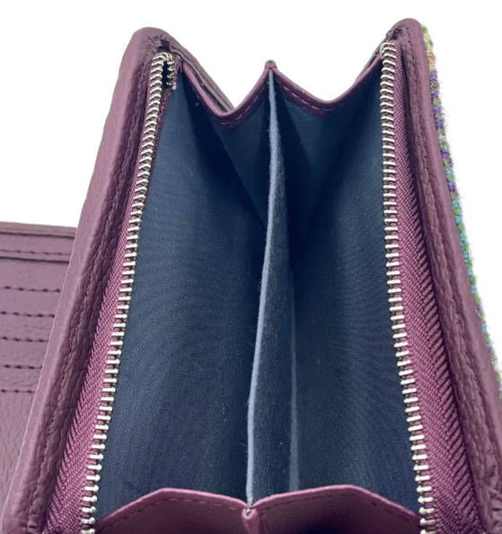 Green Purple Plaid Medium Zip Purse