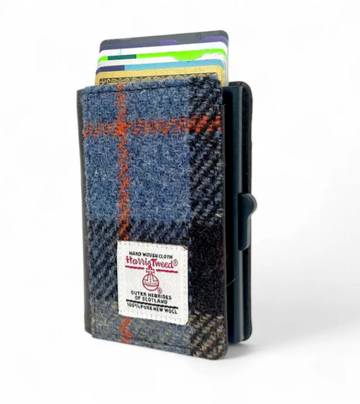 Blue Brown Check BIFOLD Pop Up Card Wallet