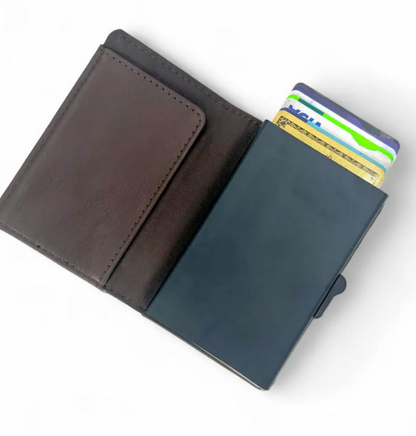 Blue Brown Check BIFOLD Pop Up Card Wallet
