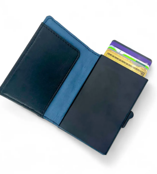 Blue Check BIFOLD Pop Up Card Wallet