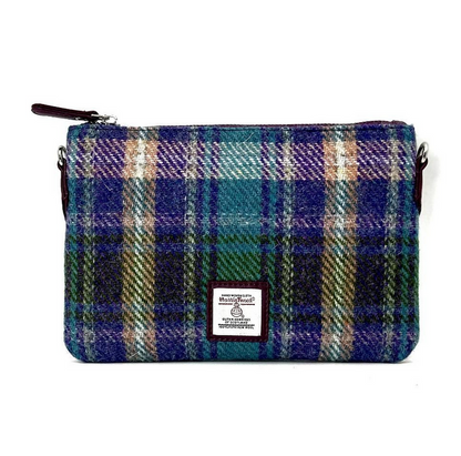 Green Purple Plaid Zip Purse Bag