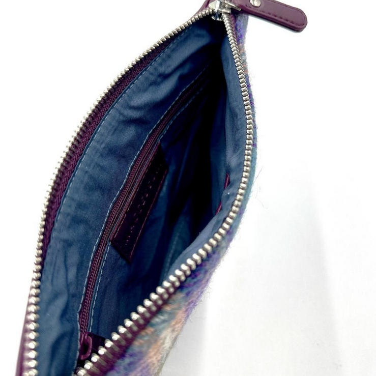 Green Purple Plaid Zip Purse Bag