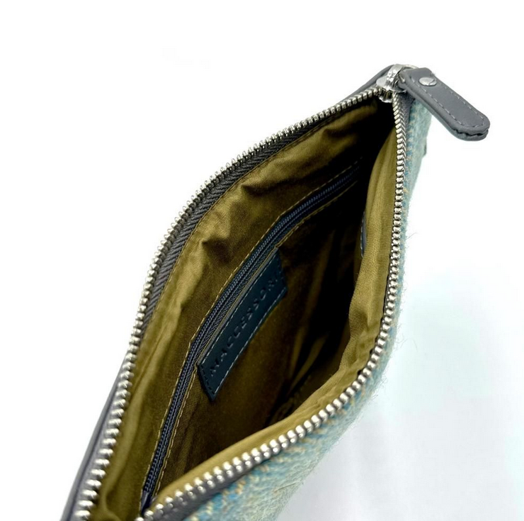 Turquoise Herringbone Zip Purse Bag