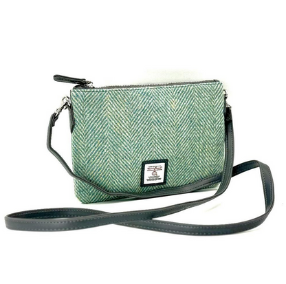 Turquoise Herringbone Zip Purse Bag