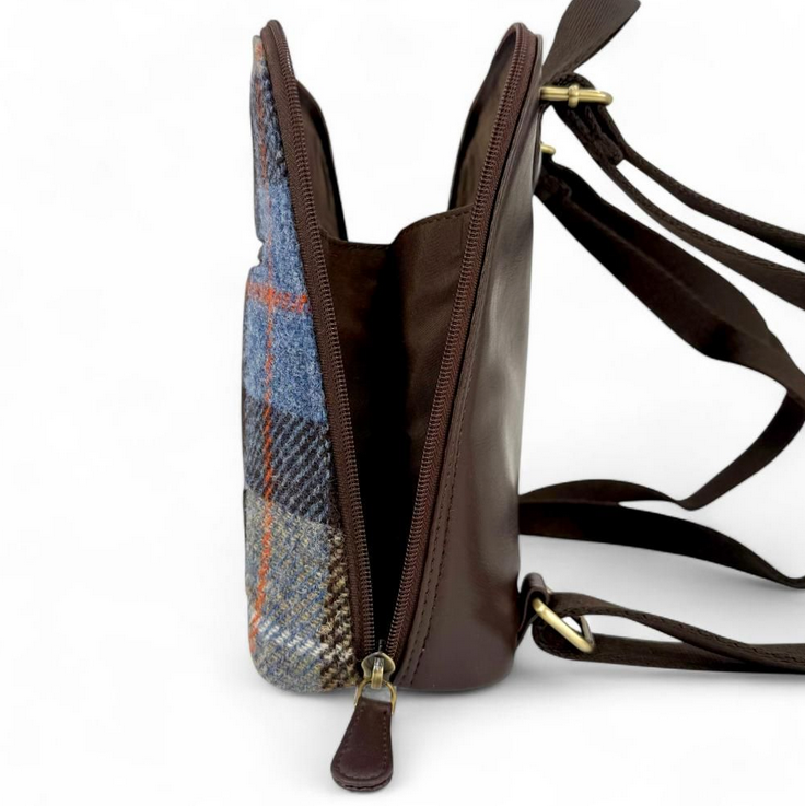 Blue Brown Check Mini Backpack