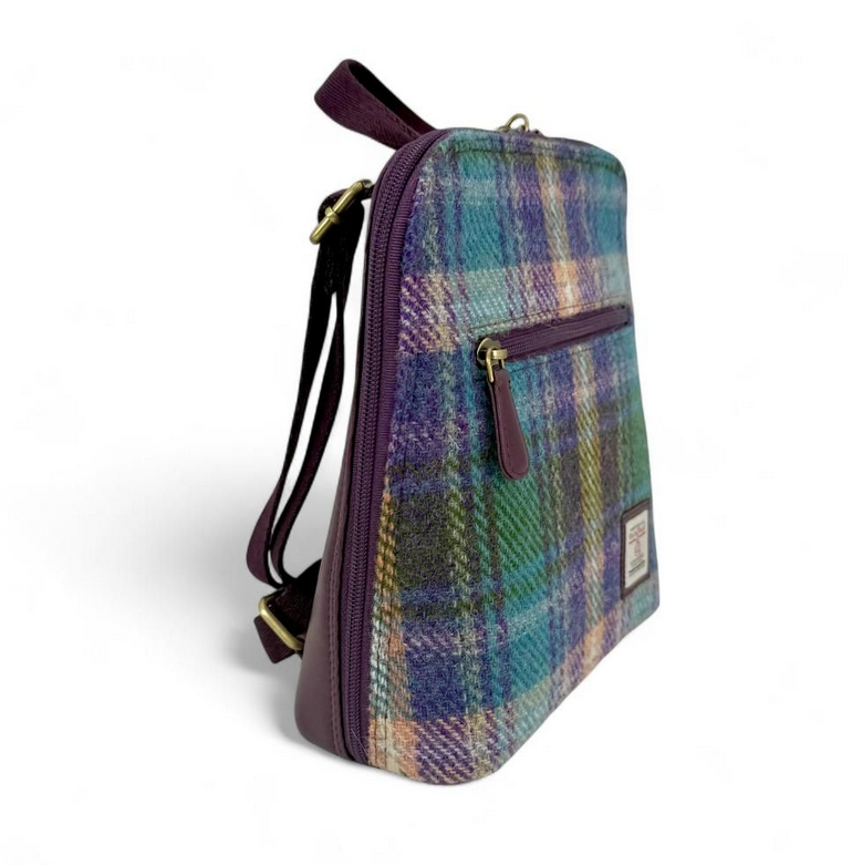 Green Purple Plaid Mini Backpack