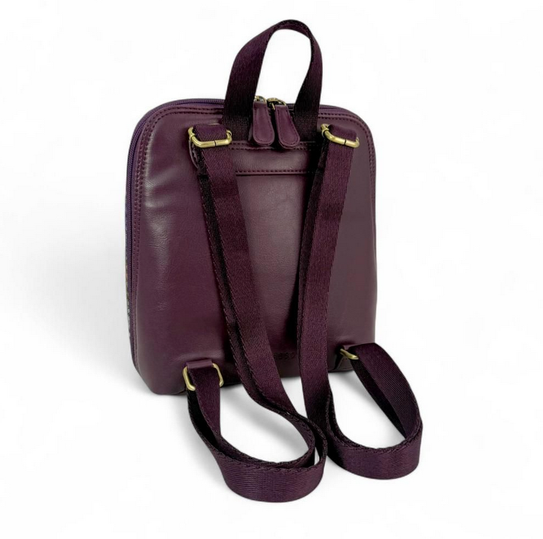 Green Purple Plaid Mini Backpack