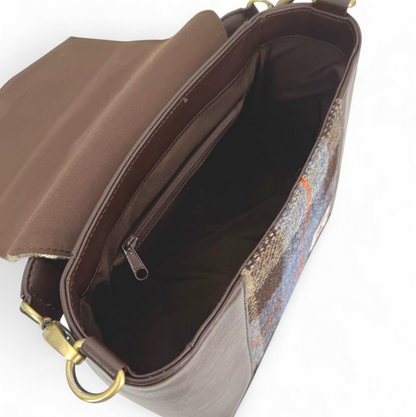 Blue Brown Check Highland Messenger Bag