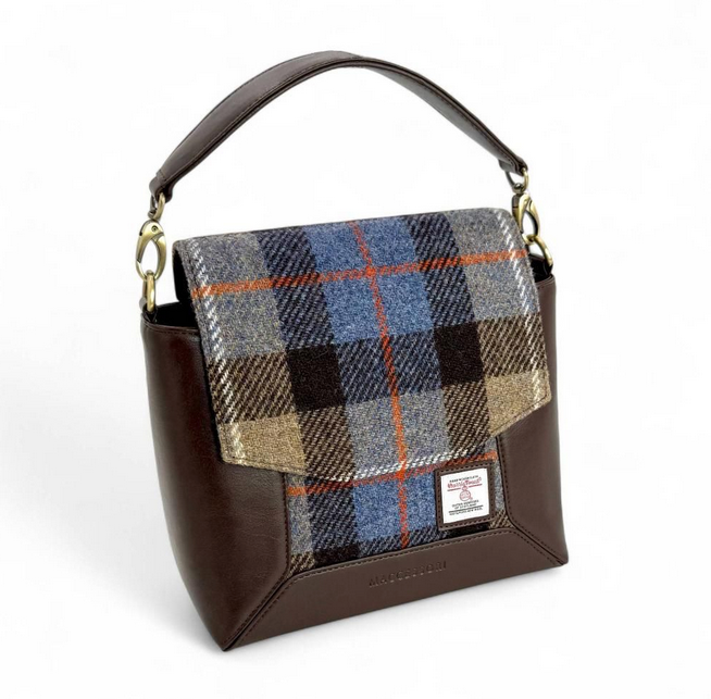 Blue Brown Check Highland Messenger Bag