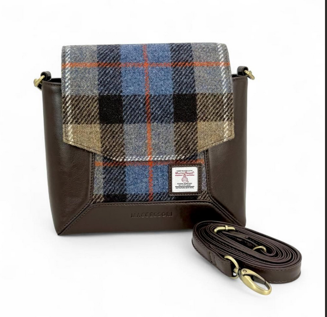 Blue Brown Check Highland Messenger Bag