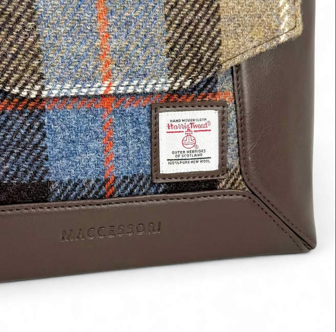 Blue Brown Check Highland Messenger Bag